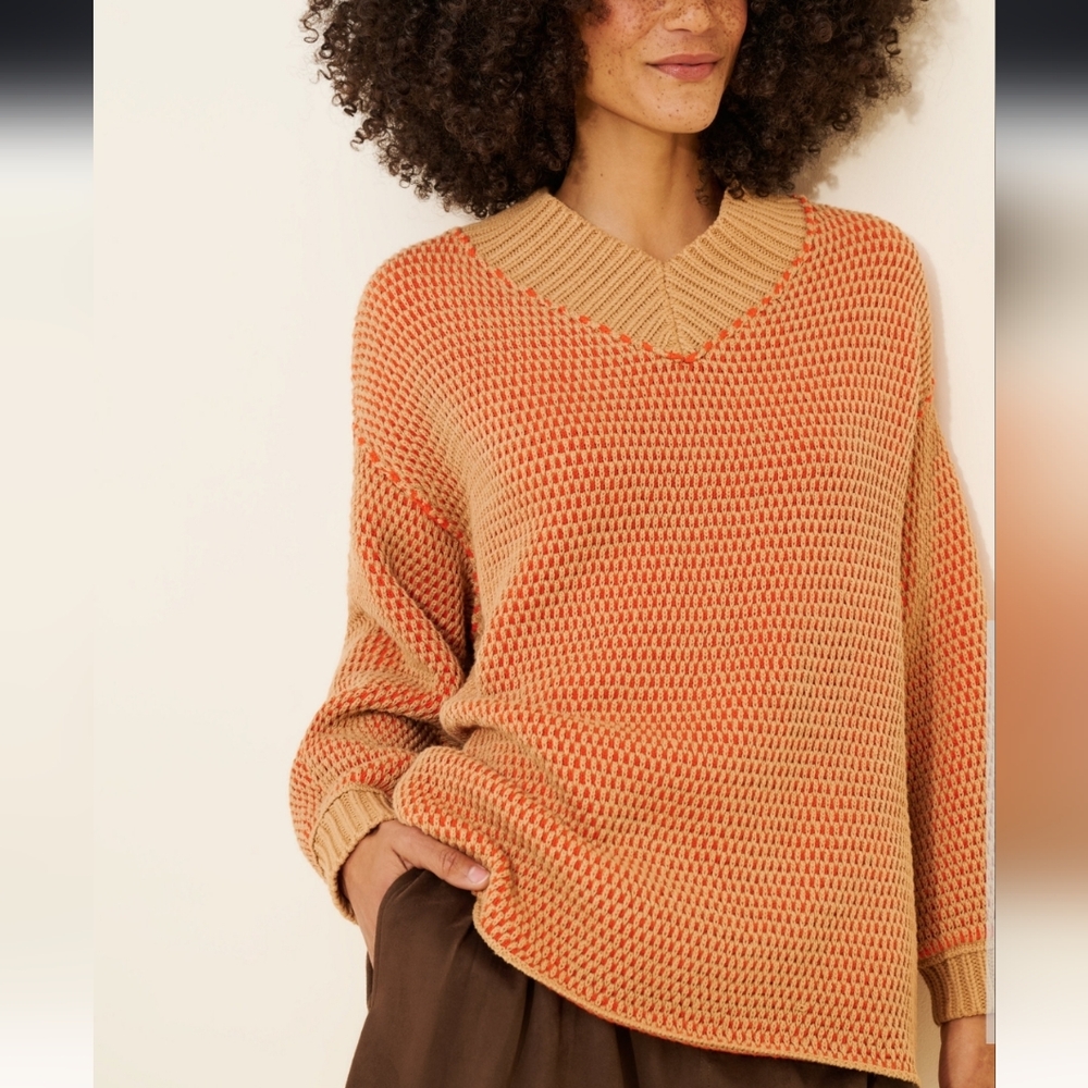 Free People Oversized Maisie Sweater Tangerine Size Small NWT$148 Rare Color - Picture 8 of 13
